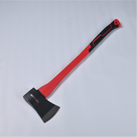 Hache industrielle robuste à dos plat pour fendre le bois, manche en fibre de verre rouge et noir, lame en acier à haute teneur en carbone de 4 1/2 pouces pour couper le bois