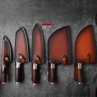 Couteau de Chef Forgé en Acier Inoxydable, Couteau de Boucher à Lame Ouverte avec Manche en Bois pour Hacher les Os et la Viande