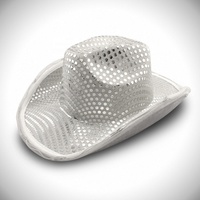 Cappello da Cowboy Luminoso SOLPOP con LED e Paillettes, Cappello Disco con Visiera Arrotolabile per Donne e Uomini, Ideale per Feste