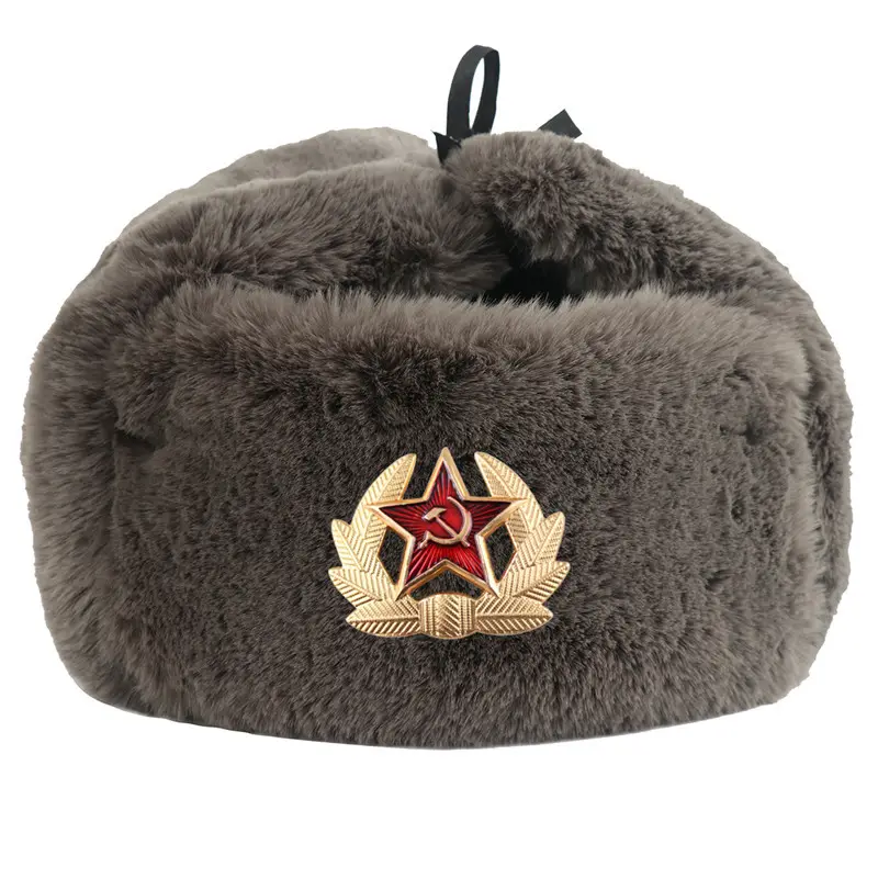 DDA793 لى فنغ الشتاء الصياد قبعات الثلوج رشاقته Trooper الدافئة Earflap قبعة عسكرية السوفياتي شارة Ushanka الجيش منفذها القبعات