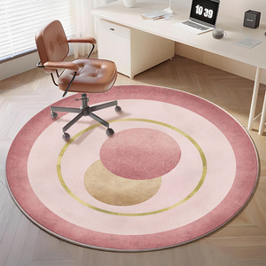 Tapis rond de luxe à motif géométrique, imitation cachemire, antidérapant, pour chaise de bureau, pour espace de travail - Product Image 1