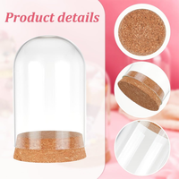 Cloche en verre avec base en liège, vitrine décorative pour fleurs, rangement domestique, Pâques, Noël, fête, vase pour plantes éternelles