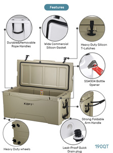 Nevera Portátil Aislada de 190QT con Ruedas y Asa, Material PE, para Campamento, Pesca en el Mar - Product Image 5