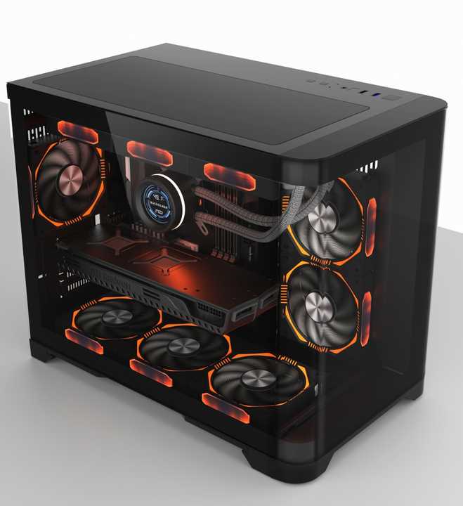 RGB Aluminum PC Gaming Case with Window, Mid Tower, Supports M-ATX/ITX