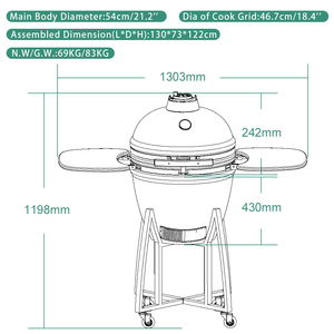 Parrilla <span class=keywords><strong>Kamado</strong></span> de Carbón Auplex de 21 Pulgadas Grande Multiusos para Asar, Ahumar, Hornear y Rostizar - Product Image 5