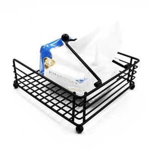 Porte-mouchoirs rectangulaire en fer forgé écologique moderne, porte-serviettes en métal, sur pied, pour hôtel, restaurant, café - Product Image 1