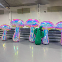 Champignon de miroir gonflable en PVC irisé géant de haute qualité pour la décoration de scène et les affichages d'événements de fête