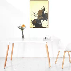 Tavolo da Pranzo Rettangolare <span class=keywords><strong>in</strong></span> <span class=keywords><strong>Legno</strong></span> e Plastica MDF, Design Moderno Minimalista Personalizzato, 6 Posti, Industriale, Durevole e Stabile - Product Image 3
