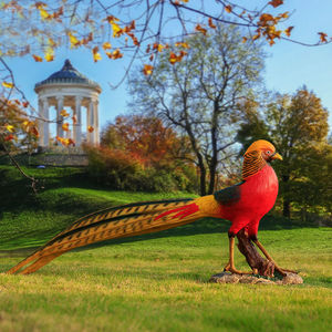 Sculpture de faisan à ventre rouge de simulation, Chine, en fibre de verre polie gravée, oiseau, décoration de jardin extérieur, cour, paysage - Product Image 1