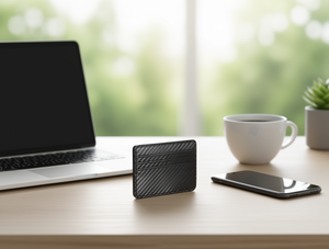 Porta carte in fibra di carbonio da 4 pollici minimalista a lato singolo per contenere carte - Product Image 2