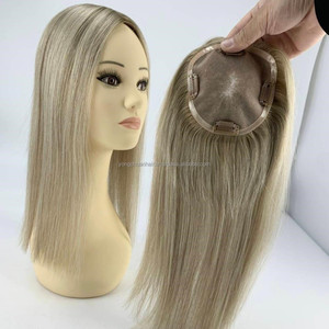 วิกผมคนแบบชาวยิวฐานเดี่ยวขนาดใหญ่ฐานผ้าไหมสีบลอนด์ฐานผ้าไหมขนาดเล็กสำหรับผมมนุษย์สำหรับผู้หญิง - Product Image 1