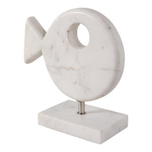 Scultura moderna di pesce in marmo su supporto, decorazione costiera, statuetta per la casa, il bagno, l'ufficio. - Product Image 2