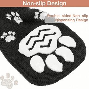 Chaussettes antidérapantes pour chien avec sangle réglable, protège-pattes respirants pour animaux de compagnie, chaussons chauds en tricot pour chat pour sols durs intérieurs, lot de 4 pièces - Product Image 3