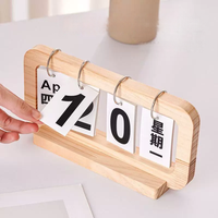 Calendrier de bureau en bois personnalisé 365 jours avec support de style simple pour la décoration de bureau