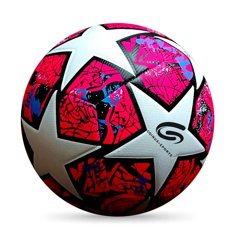 Balones de fútbol cosidos a máquina de cuero PU con logotipo personalizado tamaño 5 balones de fútbol oficiales de entrenamiento