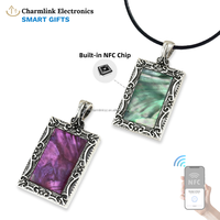Nouveau collier NFC incrustation de coquille naturelle NFC pendentif 13.56MHz RFID cadeaux Smart NFC bijoux cadeaux cadeaux de vacances