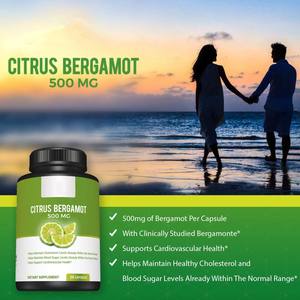 Capsules de Bergamote Citrique 500mg, Bergamote Cliniquement Étudiée pour la Santé Cardiovasculaire et le Soutien du <span class=keywords><strong>Cholestérol</strong></span> - Product Image 3