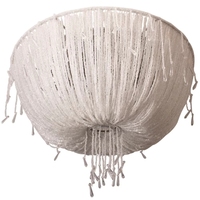Lustre Carré Décoratif Européen de Luxe en Cristal et Perles, Chaîne Méduse, Éclairage LED Anti-Éblouissement pour Villa et Mariage