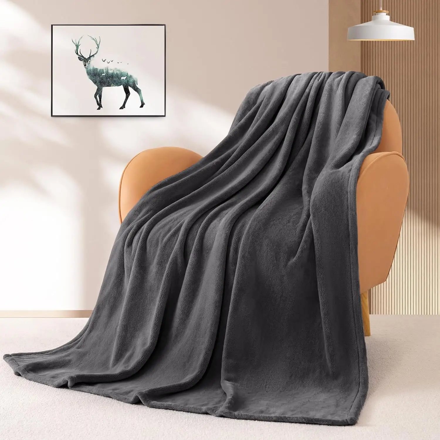 Großhandel leicht einlagig superweiche tragbare individuell bedruckte solide Sofabett Polyester Fleece flanelldecke