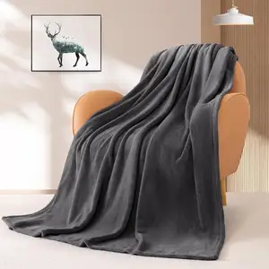 Bán Buôn Trọng Lượng Nhẹ Lớp Duy Nhất Siêu Mềm Xách Tay Tùy Chỉnh In Rắn Sofa Giường Polyester Lông Cừu Flannel Chăn