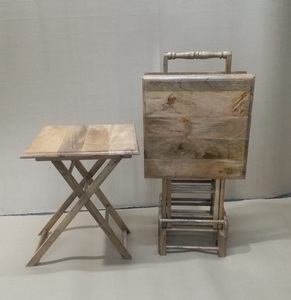 Mesa plegable de madera de mango antiguo hecha a mano directamente de la India para uso doméstico y de oficina - Product Image 1