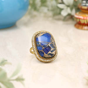 Anillo de dedo de diamante americano azul para mujer, joyería de latón personalizada para compras de productos a granel - Product Image 2