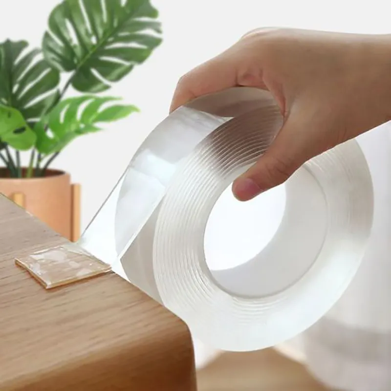 1/2/3/5M Nano Double Tape Tape Transparan Dapat Digunakan Kembali Tahan Air Bersih Dapur Kamar Mandi Perlengkapan Tape