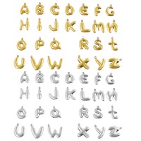 Gold 304 Stainless Steel Initial Pendant Bubble Letter Alphabet Puffy Loose Charms Components for Unisex Men Women Jewelry