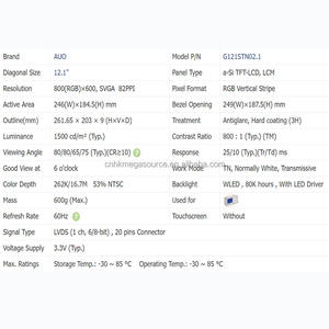G121STN02.1 Module LCD à cristaux liquides AUO Panneau lcd 12.1 pouces Panneau d'affichage LVDS 800*600 - Product Image 4