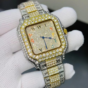 Wholesale Latest Hot Selling All Diamond Gold Quartz Iced <b>Watch</b> with Calendar Water-resistant Function Practical - Product Image 4