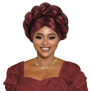 Hermoso Turbante Musulmán Brillante para Mujer, Pañuelo para la Cabeza con <span class=keywords><strong>Trenzas</strong></span> Grandes, a la Moda, para Mujeres <span class=keywords><strong>Africanas</strong></span> - Product Image 2