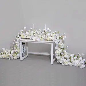 Outras Flores Decorativas Novo Design Puro Branco Mesa Flor Guirlanda Para Festa De Casamento Decoração Flor Decoração