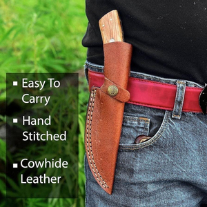 Couteau de chasse en acier Damas de qualité industrielle, manche en bois fait main, OEM, pour bushcraft, camping, randonnée et activités de plein air - Product Image 6