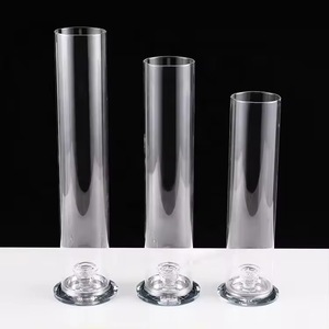 Tube en verre sans fond avec support de bougie, chandelier en verre transparent, bougeoir hurricane pour la décoration de table de mariage - Product Image 4