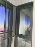 Ventana abatible de cristal con marco estrecho para baño, sótano, Hotel, sala de estar, Exterior, Patio francés, ventana, ventanas integradas de malla