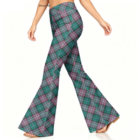 Pantalon de yoga évasé taille haute pour femme, motif écossais rétro, legging coupe cloche, effet ventre plat, tenue de sport