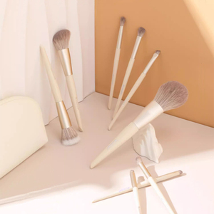 Professionnel 9 pièces ensemble de pinceaux de maquillage de luxe haute végétalien synthétique sourcil fard à paupières Blush brillant à lèvres ventilateur brosses poignées - Product Image 3