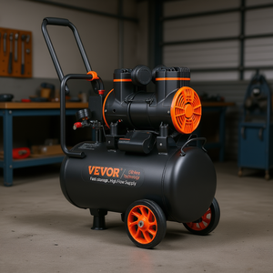 Compresseur d'air Vevor 6,3 gallons 1450W sans huile, portable, industriel, type piston, 3,35 CFM@90PSI, fonctionnement silencieux - Product Image 2