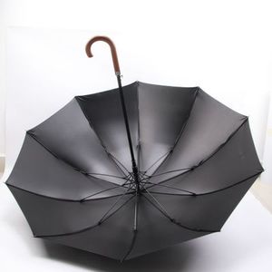 10 Ribs Automatic Solid Wood Curved Handle Golf <b>Umbrella</b> Custom Acceptable - Product Image 2