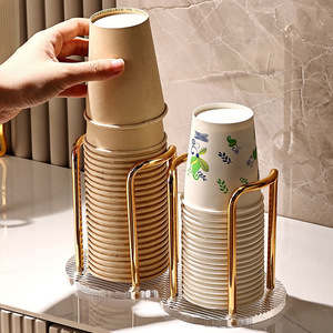 Acrylic Cup Holder Round Standing Type <b>Desk</b> Organizer For Coffee Paper Cups - Product Image 2