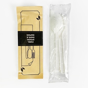 Cubiertos Desechables CPLA Biodegradables y Compostables, Envueltos Individualmente en Papel PLA, con Diseño de Logotipo Personalizado - Product Image 6