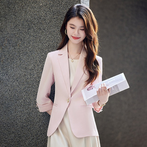 Women's White Blazer Solid Color Polyester Breathable Casual Elegant Spring Summer 2025 Style Petite Fit - Product Image 3
