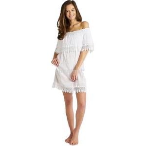 New Stylish Cool Pure Cotton Boho Mini <b>Dress</b> <b>off</b> solder Lace Perfect Tunic For Beach Parties In Hot Summers - Product Image 1