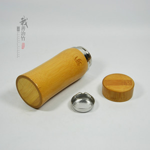 <b>Bamboo</b> Shell Insulated Water Bottle 304 Stainless Steel Purple Clay 12 Hour Thermal Travel Cup Health Drink <b>Container</b> - Product Image 4