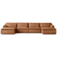 Canapé de salon moderne de luxe en cuir, modulaire, avec accoudoirs inclinables, coussins moelleux et doux, éco-responsable, personnalisable pour villa et appartement