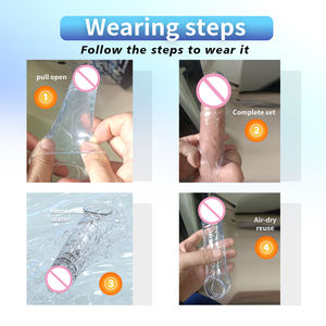 Высококачественные многоразовые моющиеся силиконовые насадки на пенис для длительного секса, 100% водонепроницаемые, мягкие, гибкие, 3 размера, увеличитель-удлинитель - Product Image 6