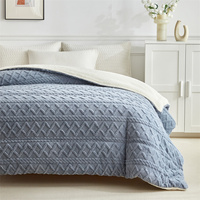 Couette thermique en molleton de flanelle gaufrée moelleux cachemire livraison directe chaud épaissir hiver velours Sherpa couverture roi couette