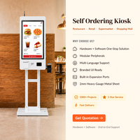 Kiosque de paiement en libre-service à écran tactile de 21,5/27/32 pouces, lecteur de code QR, impression de reçus, solution d'achat tout-en-un pour les restaurants
