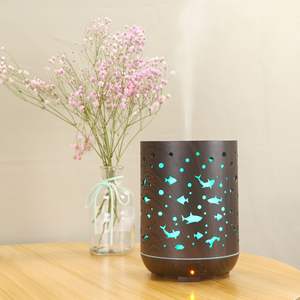 เครื่องเพิ่มความชื้นขนาดเล็ก ดีไซน์ลายไม้รูปฉลามใต้น้ำ พร้อมไฟ LED ใช้กับน้ำมันหอมระเหย สำหรับใช้ในบ้าน ความจุ 0.5 ลิตร - Product Image 2