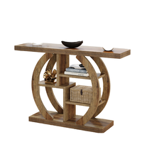 Table d'angle console en bois massif de 42.5 pouces faite à la main Table d'entrée canapé à 5 niveaux avec base géométrique convertible pour le salon